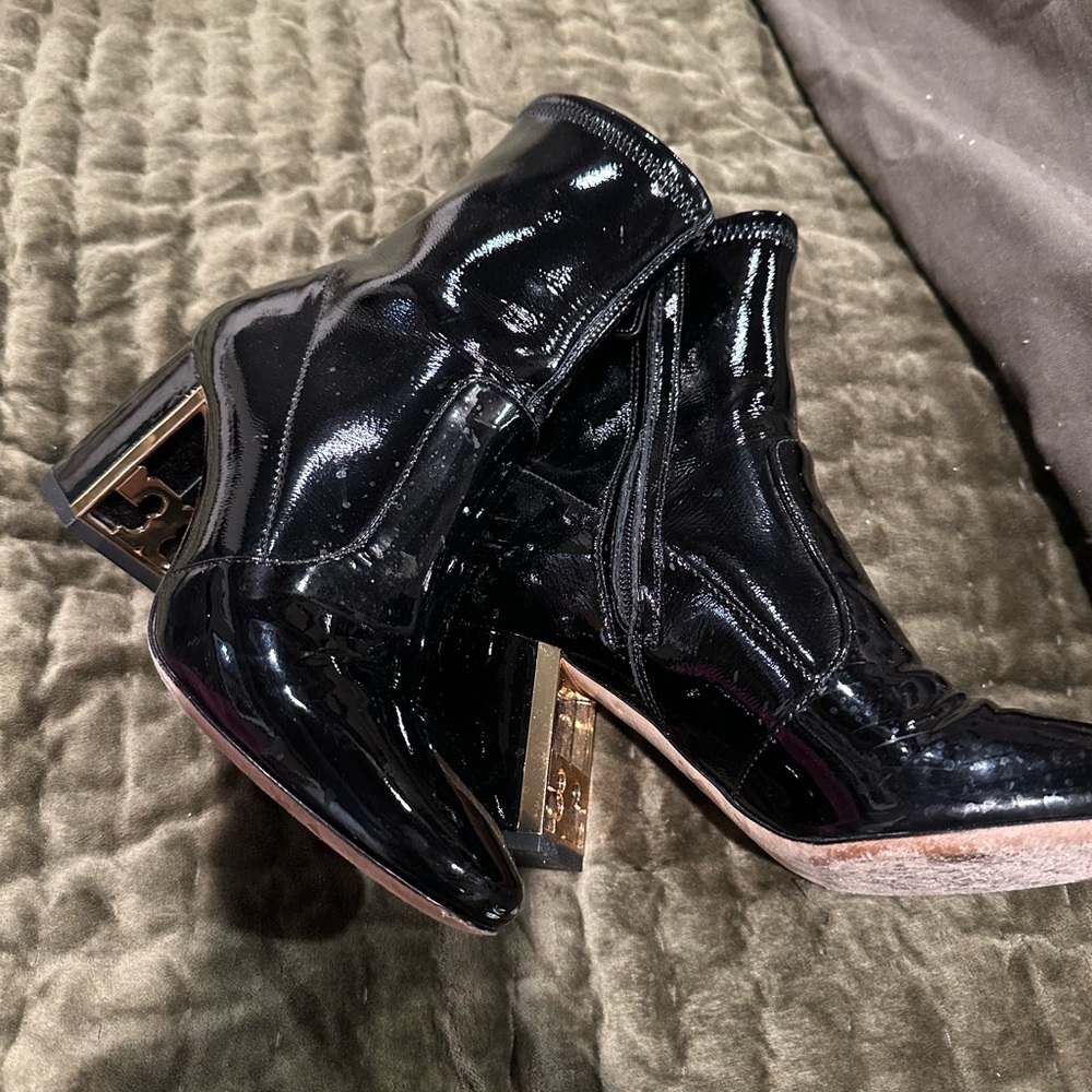 Tory Burch Black Patent Heeled Boots